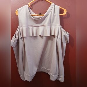 Elegant Cold Shoulder Ruffle Sweater Pink